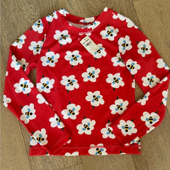 Hanna Andersson Rash Guard Floral Bee Red Size 8 - Picture 1 of 4